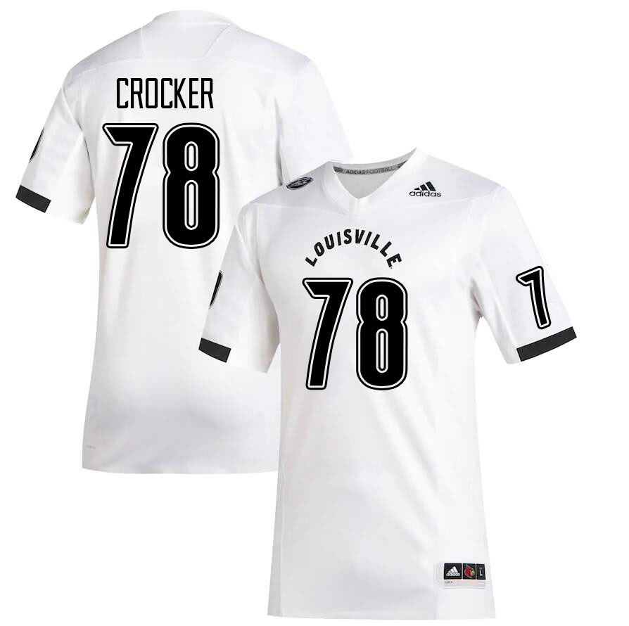 Men #78 Joe Crocker Louisville Cardinals College Football Jerseys Stitched Sale-White - Click Image to Close